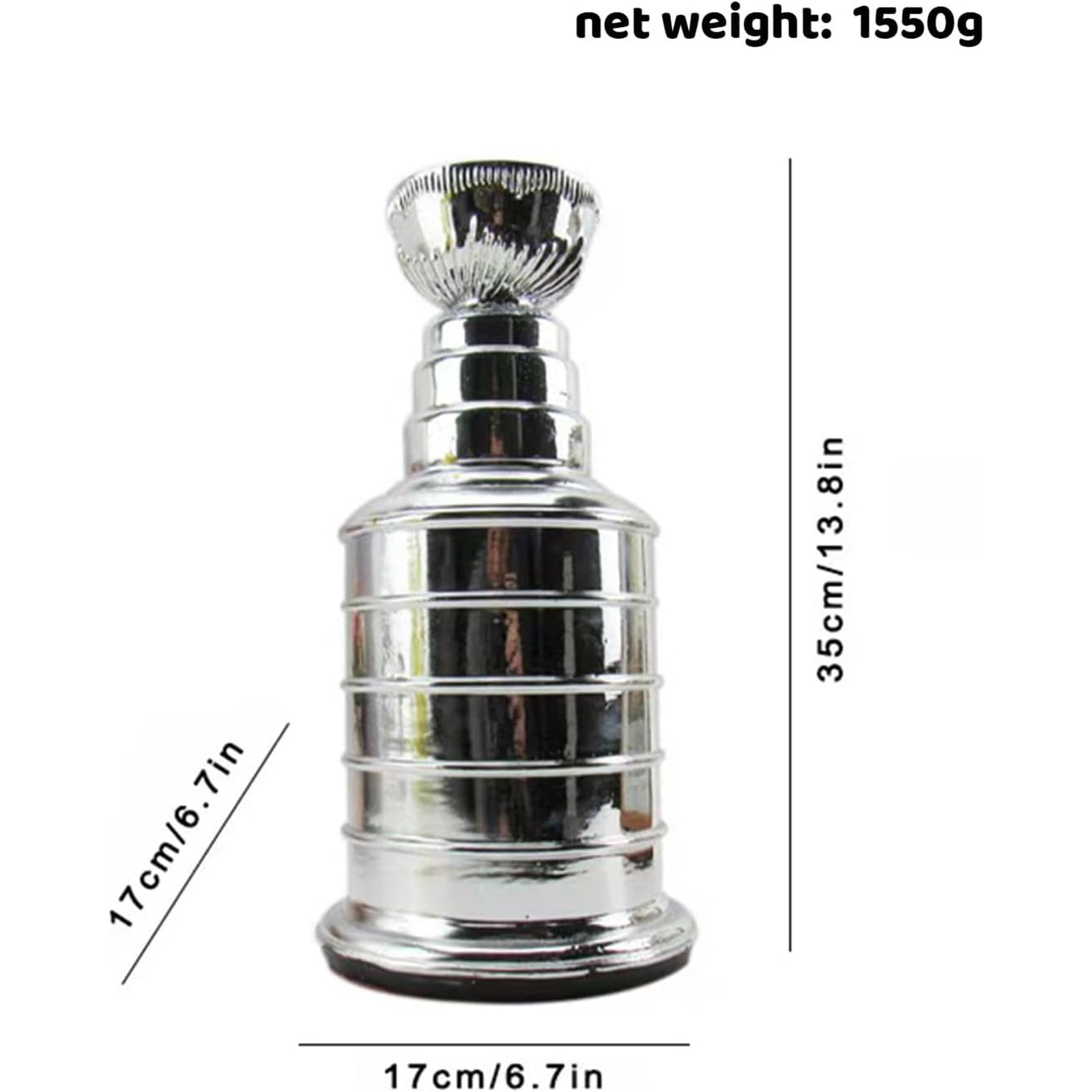 35cm Silver Ice Hockey Champion Trophy, Resin Stanley Cup Replica, Chrome Silver Hockey Sport Fans Players Coaches Collectors Gift,Silver