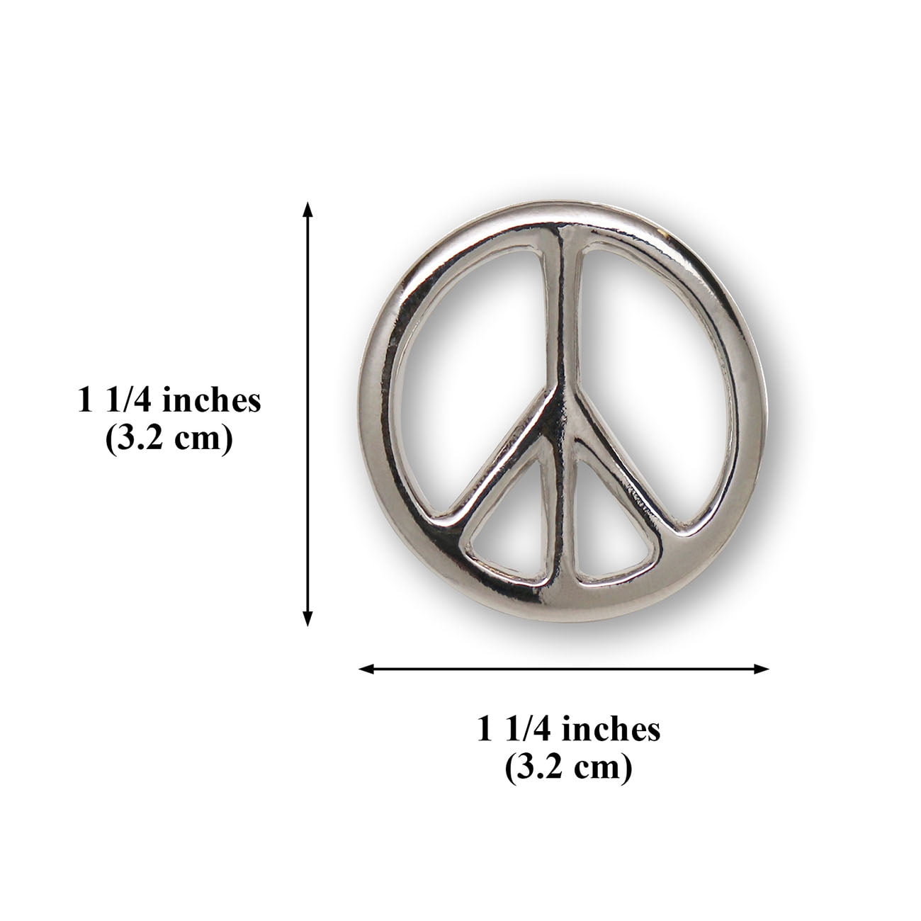 peace Peace Sign Hippie Pin Polished Silver Finish Pewter Real