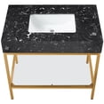 thumbnail image 5 of Maklaine Contemporary Black Artificial Marble Bathroom Vanity, 5 of 6