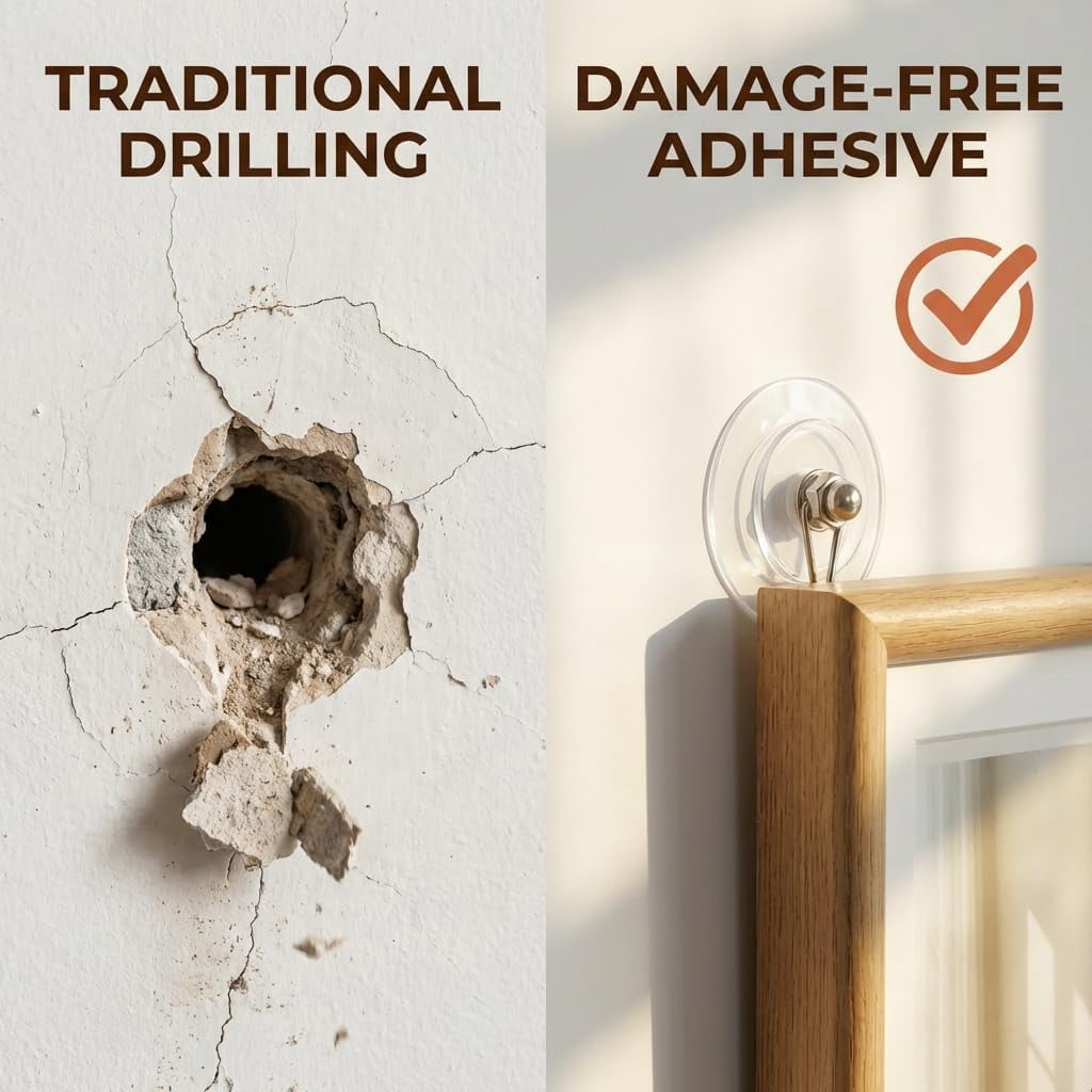 No-Drill Screw Stickers, 2026 Upgraded Reusable Drill Free Adhesive Hooks, Removable Nail Free Wall Hangers, Picture Hangers Without Nails for Wall Mount, Bathroom, Home, Kitchen, Office (B, 6PCS)