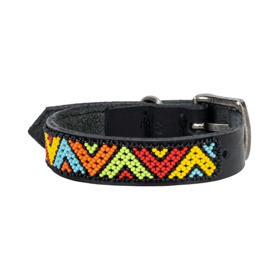 Jabulani Beaded Leather 14" Dog Collar - Pop Art