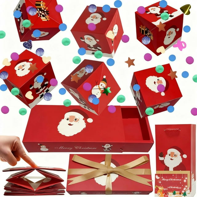Christmas Money Gift Surprise Box DIY Explosion Jumping Box Set, Creative Hidden Gift Reveal Box, Durable Surprise Gift Packaging for Birthday Christmas Wedding Party Celebration