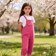 thumbnail image 6 of FAHXNVB Girls Ramper Solid Color Summer Jumpsuits with Pockets Kids One Piece Outfits Overalls 2-16 Years, 6 of 8
