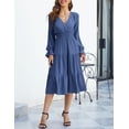 thumbnail image 4 of Women's Spring Dress, Long Sleeve Mini Tunic Casual V Neck Wedding Guest Dresses, 4 of 7