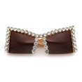 thumbnail image 2 of Womens Large Rhinestone Bold Angular Squared Rectangle Plastic Sunglasses Beige - Brown, 2 of 8