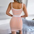 thumbnail image 4 of IROINNID Sheath Dress For Women Suspender V-Neck Contrast Stripe High Waist Knitted Suspender Wrap Hip Dress Short Stripes Dress, 4 of 7