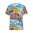 thumbnail image 5 of Vsdgher Rainbow Animals on Noah's Ark Print Men's Dry Fit Mesh Athletic Shirts Moisture Wicking Tennis T-Shirt Tops, 5 of 9