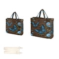 thumbnail image 3 of Corduroy Composite Fabric Tote Bag Magnetic Snap Large Capacity Crossbody Bag Beige Shoulder Strap Music Score and Mysterious Butterfly, 3 of 8