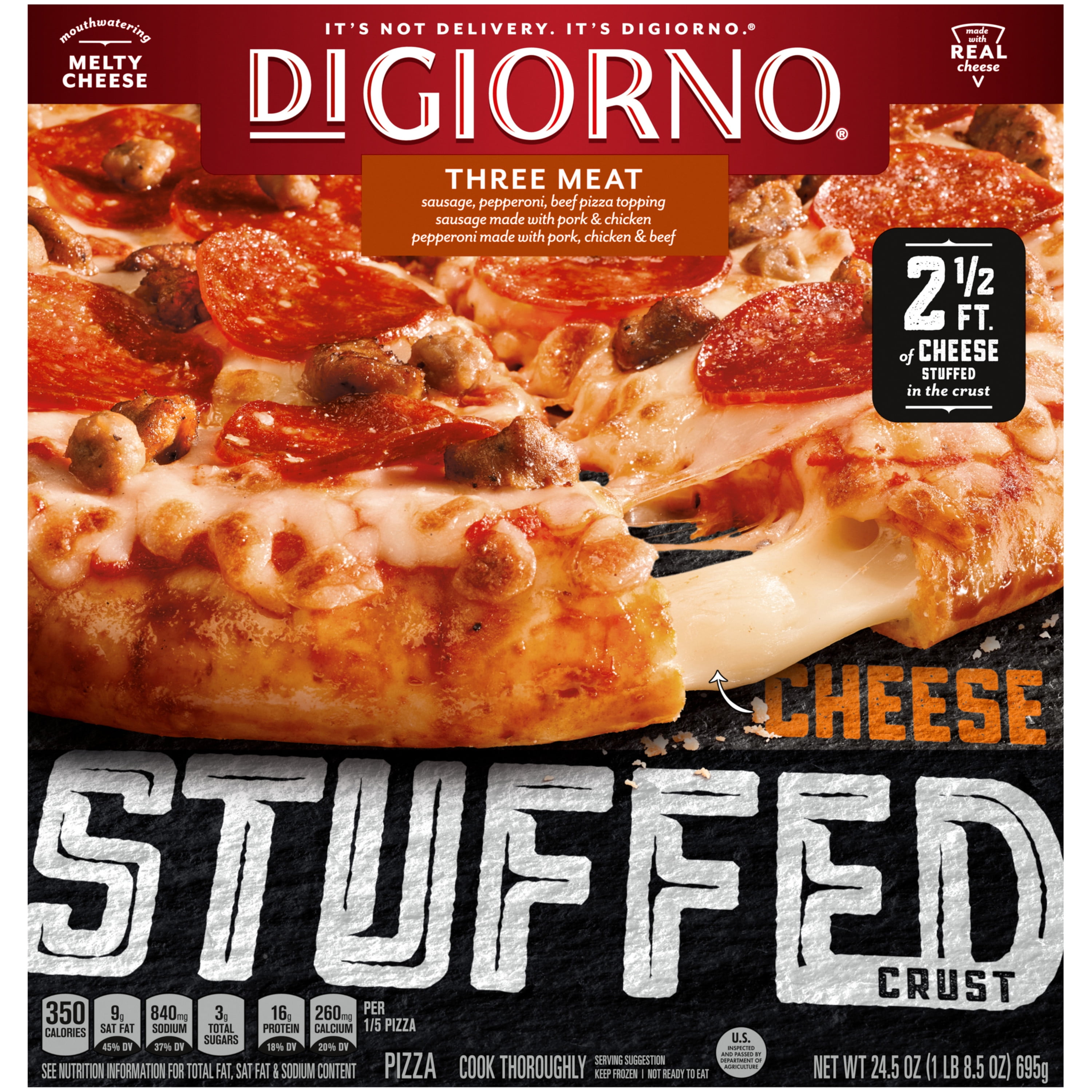 Digiorno Three Meat Frozen Pizza With Cheese Stuffed Crust 24 5 Oz Walmart Com Walmart Com