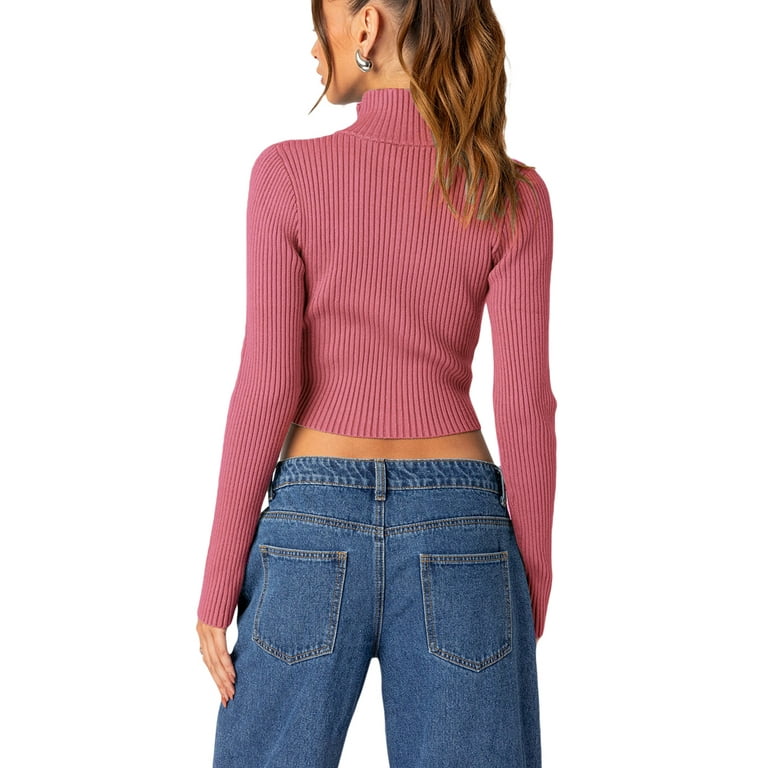 Douhoow Women's Double Zip Up Cardigan Long Sleeve Slim Douhoow Women's Double Zip Up Cardigan Long Sleeve Slim