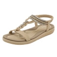 thumbnail image 2 of Aueoeo Boho Sandals For Women Lightweight Dressy Flat Sandals Summer Comfortable Casual Beach Shoes Ankle Elastic Flats Sandals, 2 of 9