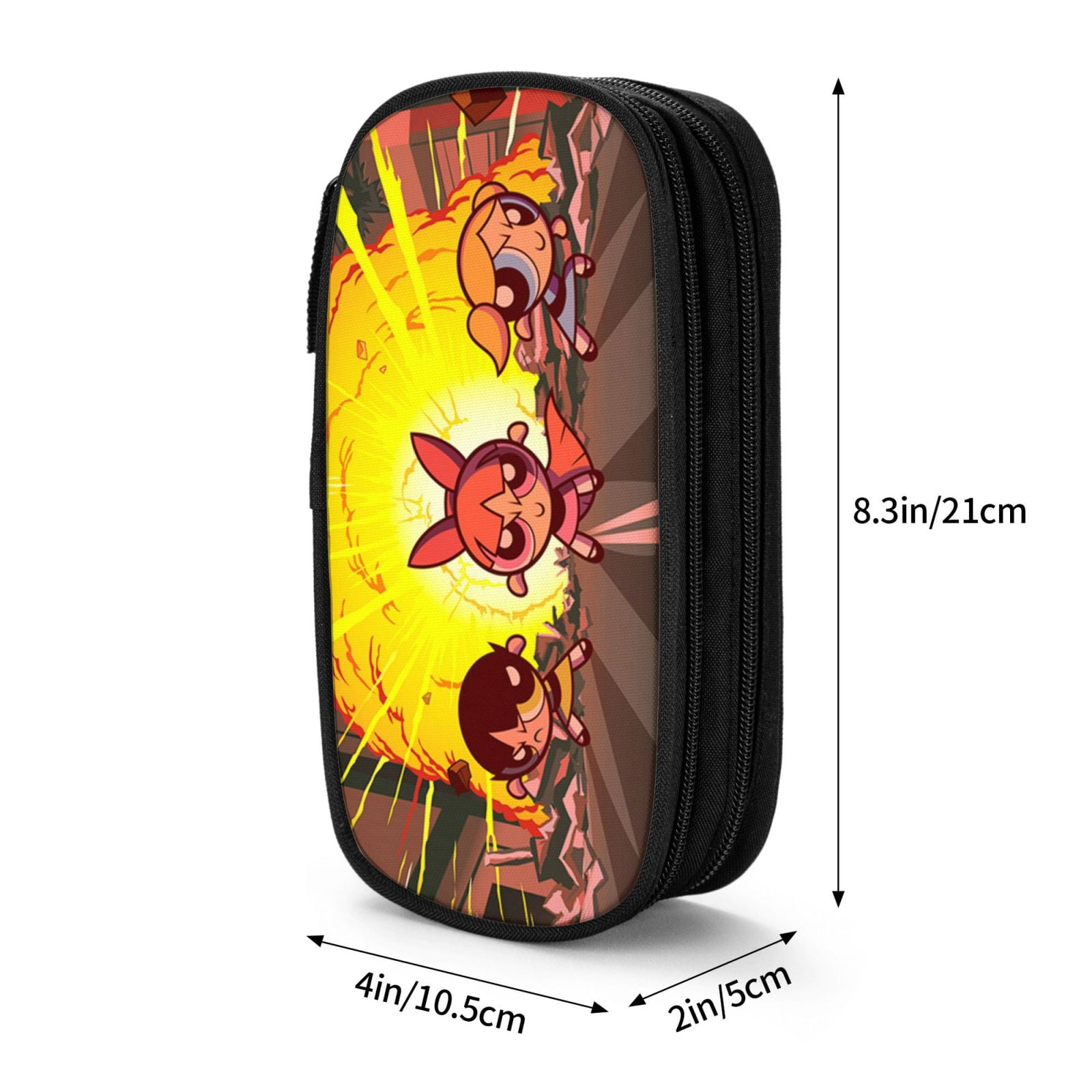 The Powerpuff Gi-rls Pencil Case Large Capacity Pencil Pouch Penbag Office Stationery Organizer Travel Makeup Bag Black