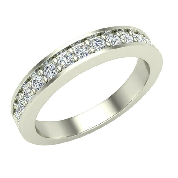 Wedding Band for Women Pavé set Diamonds 3.25 mm Wide 14K White Gold