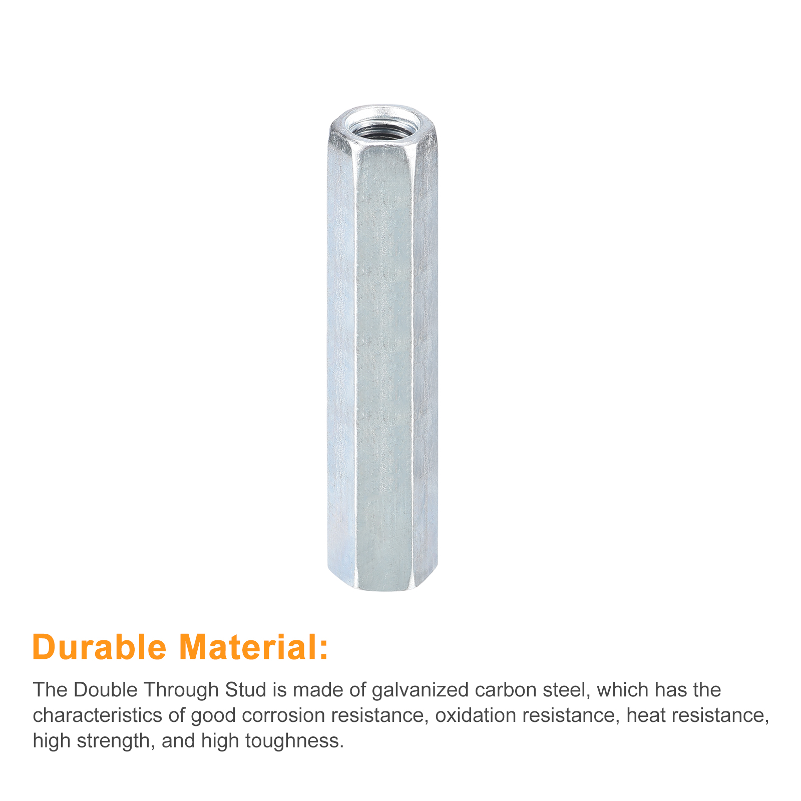 12pcs M8x12x60mm Coupling Nuts - Galvanized Carbon Steel Hex Threaded Rod Coupler for Furniture, Electronic, Industrial