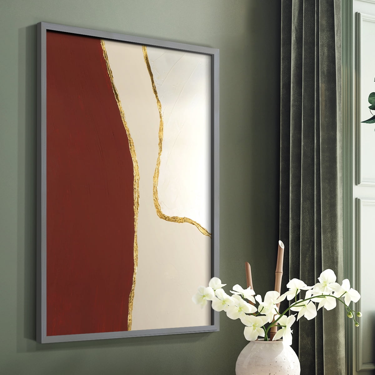Allspice I Framed Print in Gray Solid Wood Framed Print No Nail Hanging