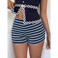 thumbnail image 4 of Womens Stripe Hot Girl Low Waist High Elasticity Shorts Bodycon Bottoms Fashion Summer Blue S, 4 of 9