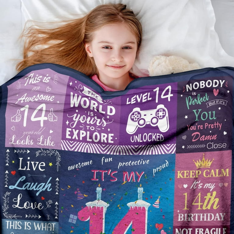 JXNUO 12th Birthday Gifts for Girls Throw Blanket12 Year Old Girl Birthday Gift Soft Blanket for Couch Bed 12th Birthday Decorations for Girls Best Teenage Girl Gifts for 12 Year Old Girls