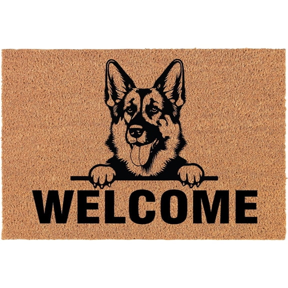 Welcome Doormat Door Mat Gift Welcome Peeking German Shepherd 16x24 inch