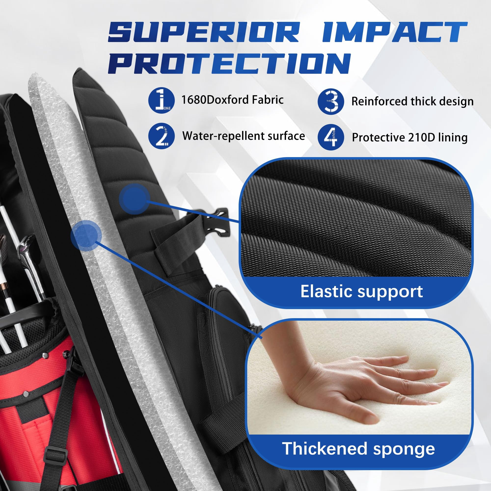 Soft-sided Golf Travel Bag Cover With Wheels  1680d Material Padded Head And Leather Accents Foldable Bags For Airlines