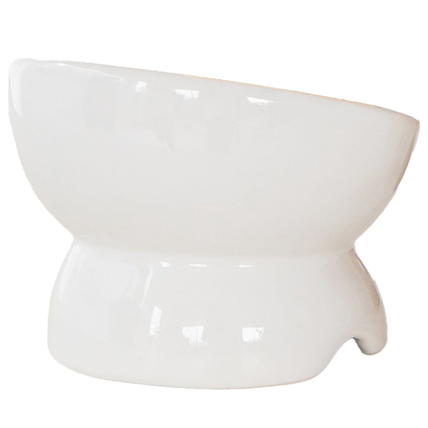 Dexypaws: Elevated Ceramic Bowl For Cats - White - 7oz Capacity, Stylish Pet Safe Feeding Dish, Dishwasher Safe, Food & Water, Ergonomic Height