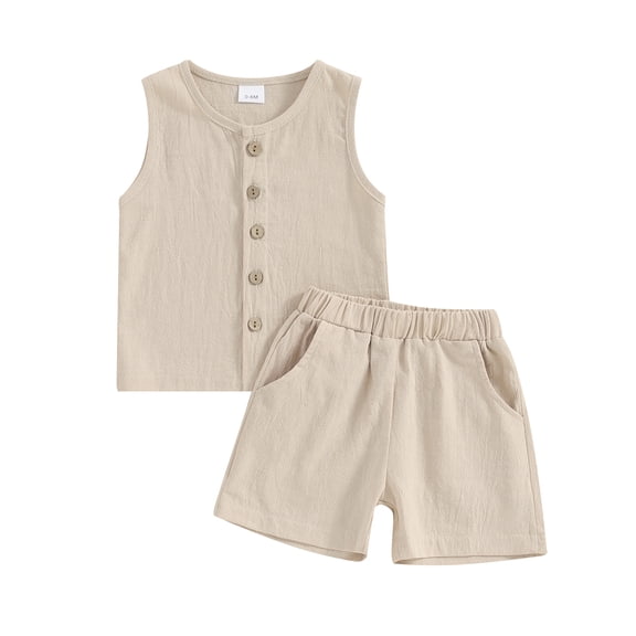 Bagilaanoe 2pcs Toddler Baby Boy Shorts Set Sleeveless Tank Tops   Shorts 6M 12M 18M 24M 3T Kids Casual Summer Clothes