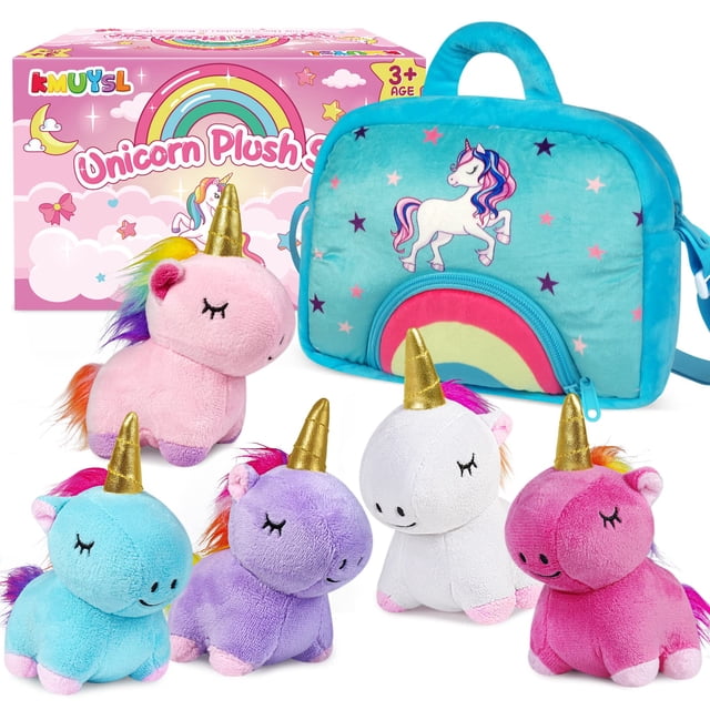Peluche KMUYSL Unicorn para niñas de 3 a 8 años con bolsa arcoíris