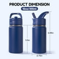 thumbnail image 6 of Fijinhom 12oz Kids Water Bottle with Straw, Stainless Steel, BPA-Free, Leak-Proof, Vacuum Insulated for School or Travel, Blue, 6 of 8