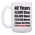 thumbnail image 2 of ThisWear 40th Birthday Gifts 40 Years 1 Happy Birthday Mug Set 2 Pack Gift 15oz Coffee Mugs, 2 of 4