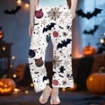 thumbnail image 2 of XAOFW Halloween Girls Pants Ghost Bat Print Elastic Waistband Straight Leg Pajama Pants Toddler Kids Relaxed Fit School Activities Bottoms, 2 of 4