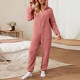 thumbnail image 2 of MGDXOX Women's Fuzzy Onesie Pajamas Warm Zipper Hooded Jumpsuit Sherpa Pj Romper One Piece Sleepwear Soft Plush Loungewear Pink XXXL, 2 of 6