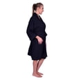 thumbnail image 3 of Puffy Cotton Adult Unisex Waffle Kimono Bath Robe 100% Natural Soft Cotton - Black, 3 of 6