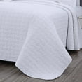 thumbnail image 5 of Chezmoi Collection Vert 3-Piece 100% Cotton Quilt Set Twin Size, White, Modern Basketweave Stitched Quilt Lightweight Washed Cotton Bedspread for All Season, 5 of 9