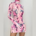 thumbnail image 4 of Robes d'Été pour Femmes 2025 Dames Imprimé en Maille Col Rond Manches Côté Ouvert Robe d'Été Rose Vif S, 4 of 5