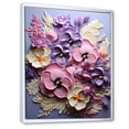 thumbnail image 2 of Designart "Pink And Purple Needlepoint Pansies" Pansies Floater Framed Canvas Wall Art, 2 of 5