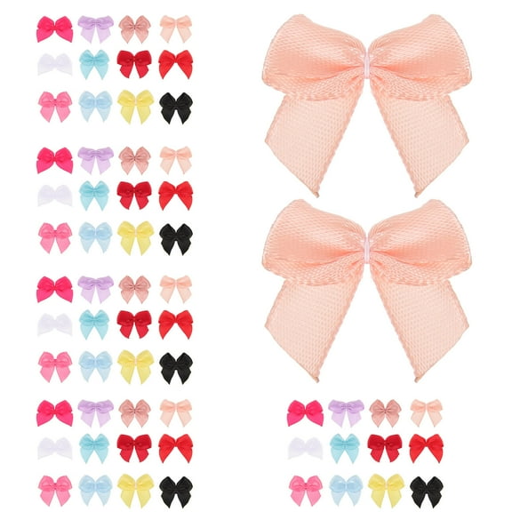 RENACLIPY 250pcs Mini Satin Bows Assorted Color Embellishment for Cards