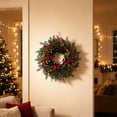 thumbnail image 4 of Artificial Norfolk Pine Christmas Wreath,15.7 Inch Front Door Greenery Wreath with Eucalyptus Leaves, Red Berries, Hanging Wreath for Wall, Window, Indoor Outdoor Winter Holiday Decor,1Pc, 4 of 4