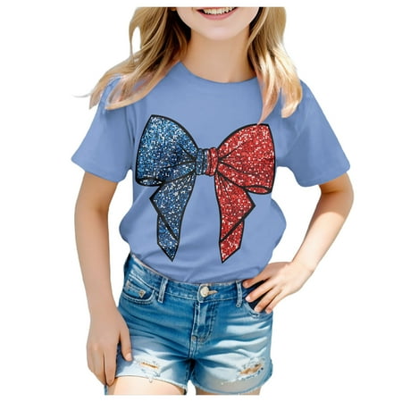 

Girls Shirts Short Sleeve Tee Summer Crewneck T Shirts Casual Fit Basic Toddler Cat Top 4-5 Years