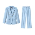 thumbnail image 5 of FAHUOMU Women's Blazer Suit Set Two Piece Business Outfit Office Wear Outfits Solid Color Elegant Tailored Professional Matching Sets, 5 of 7