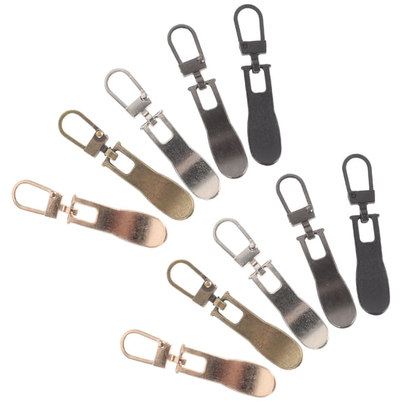 DRAFIDEEP 10Pcs Golden Metal Zipper Pull Replacement Tabs Durable Detachable Zipper Pullers for Bags Jackets