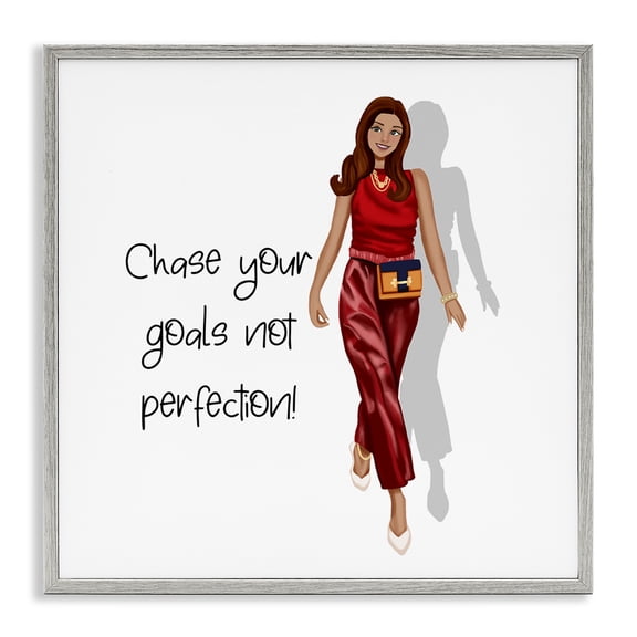 Stupell Industries Modern Chase Your Goals Phrase Gray Framed Giclee Art, 12 x 12, by Saba Rauf