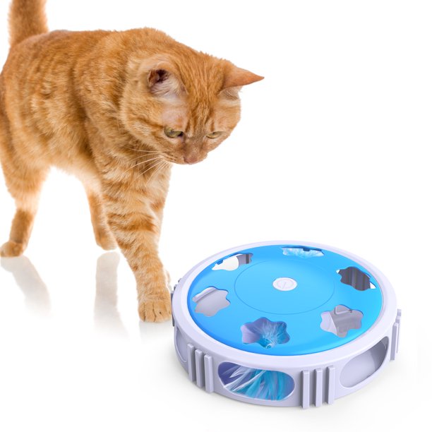Dadypet Interactive Cat Toy Electronic Smart Cat Teasing Toy with Feather LED Light Bells Sound