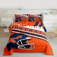 thumbnail image 2 of jejeloiu Deepblue Orange Helmet Full Size Comforter Sets,American Rugby Ball Bedding Sets For Ball Lover Reversible 3 Pieces, 2 of 8