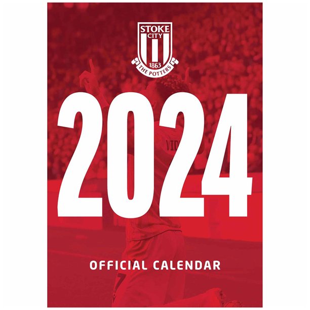 Stoke City FC - Calendario de Pared A3 2024 (Rojo, Blanco)