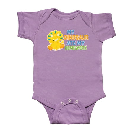 

Inktastic My Dinosaur ate my Homework with Cute Dinosaur Gift Baby Boy or Baby Girl Bodysuit