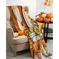 thumbnail image 3 of Fall Pumpkins Flannel Blanket for Bed,Travel and Camping, Sunflower Leaf Bird Autumn Harvest Welcome Super Soft Cozy Blanket for All Seasons 40"x60", 3 of 6