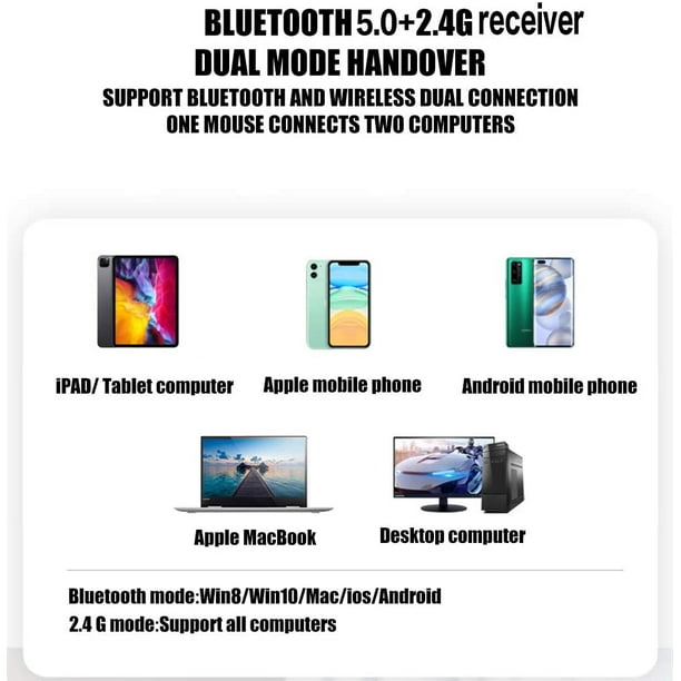 Souris Bluetooth pour ordinateur portable/iPad/iPhone/Mac (iOS