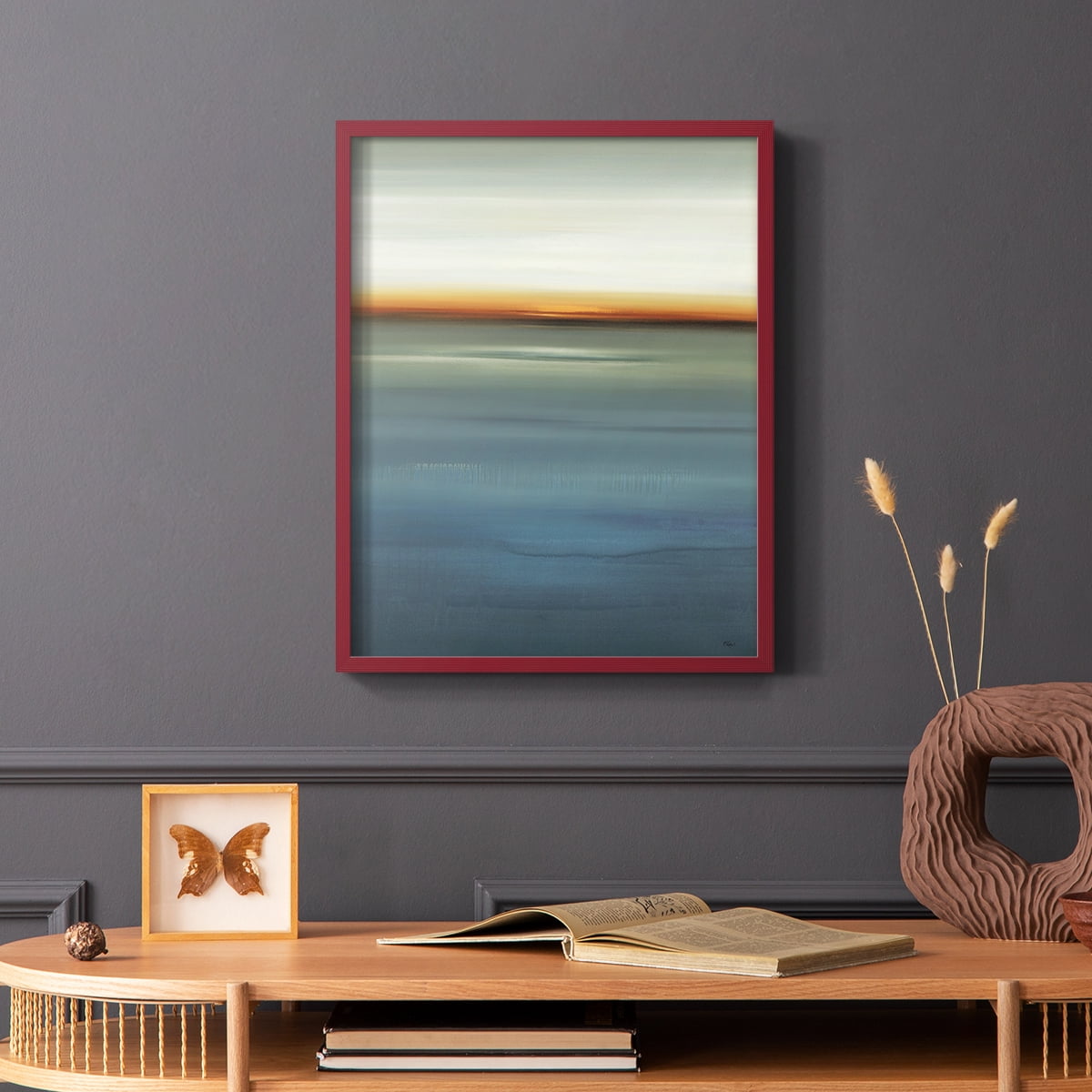 Beside the Blue I Framed Print in Red Solid Wood Framed Print No Nail Hanging