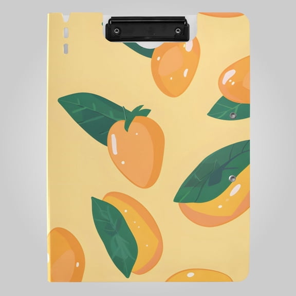 Mangos Leaves Foldable Binder Folder Clipboard with Pen Slot Double Clips A4 Size File Storage