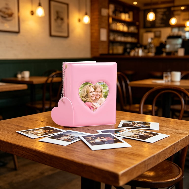 Mini Photo Album with Heart Cutout, 20-Pocket Candy Color PVC
