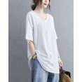 thumbnail image 2 of Women's Summer Casual Short Sleeved Solid V-Neck Pullover T-Shirt GA2279 White, 2 of 5